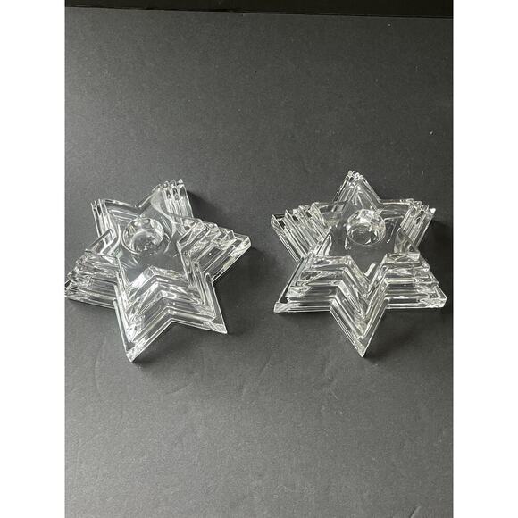 Vintage WMF Germany Lead Crystal Star Shaped Tapered Candle Holder MCM Deco (2) - Picture 2 of 7